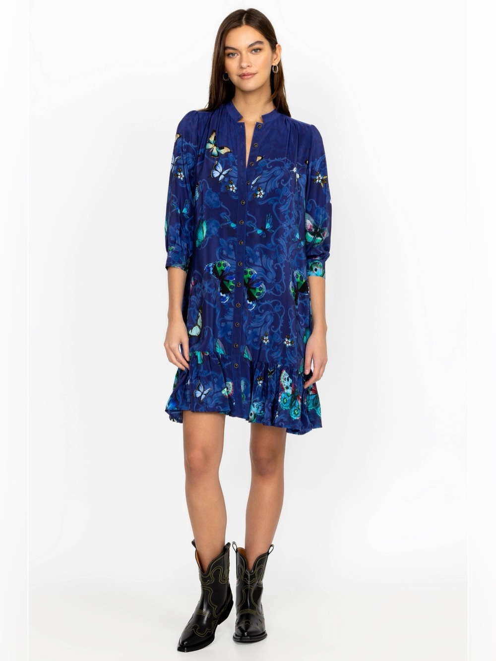 Johnny Was Riley 100% SILK Butterfly Dress XL